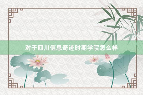 对于四川信息奇迹时期学院怎么样