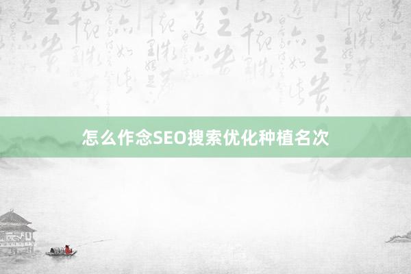 怎么作念SEO搜索优化种植名次